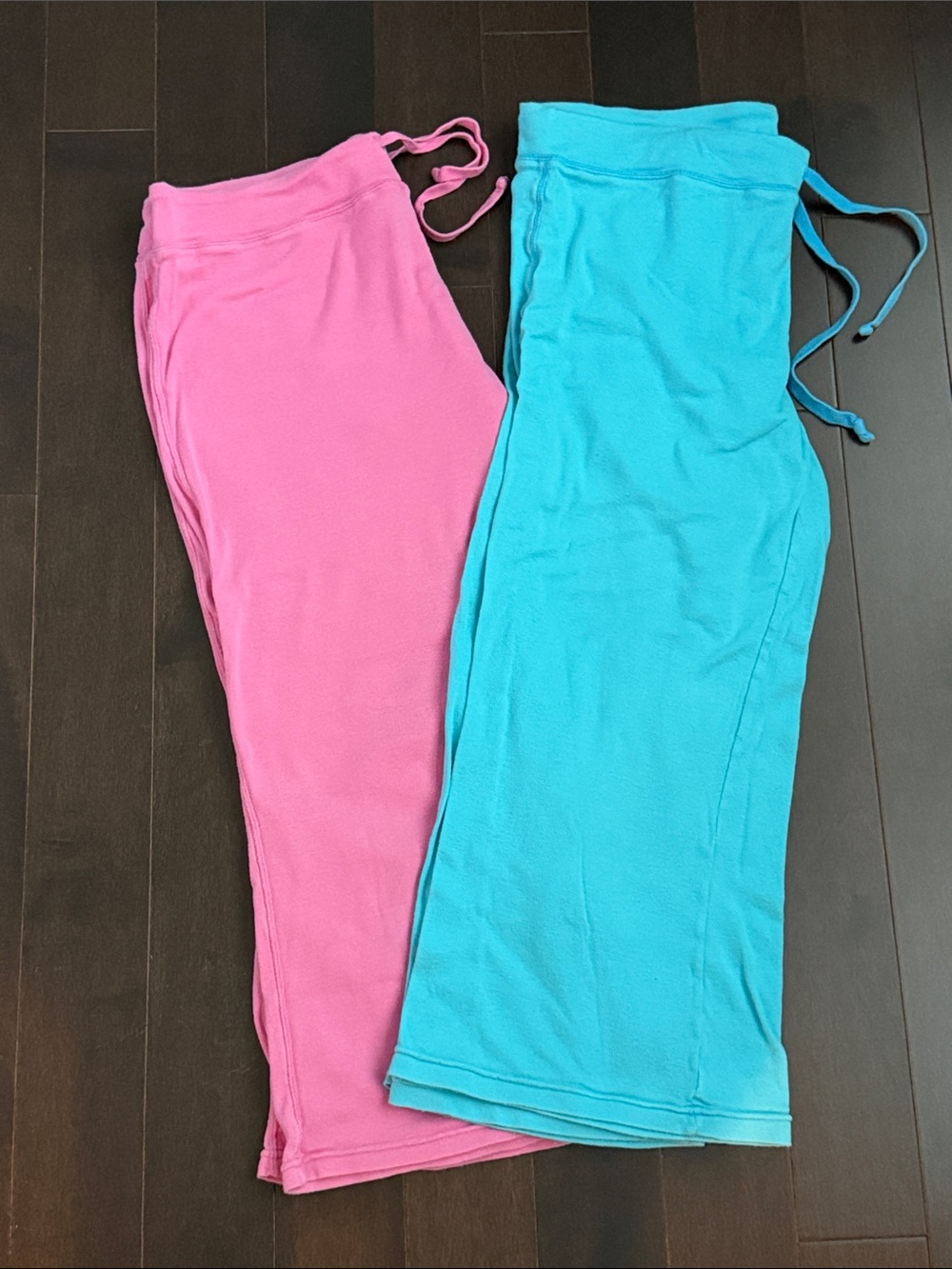 PINK Victoria's Secret women’s cropped cotton lounge pants/PJ’s pink & aqua sz M - Picture 2 of 4